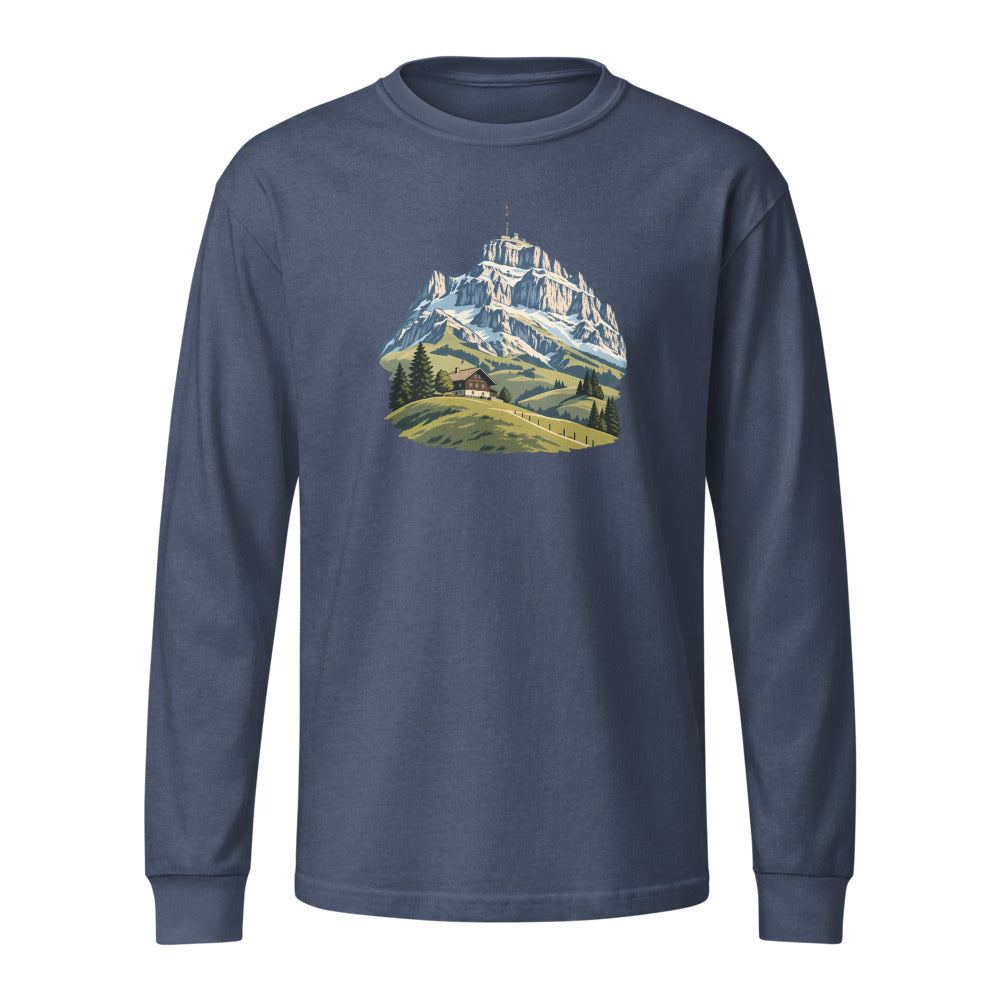 Säntis Appenzeller Hügel Heavyweight-Langarmshirt – Marineblau gewaschen