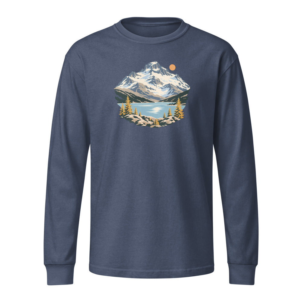 Piz Corvatsch Engadin Heavyweight-Langarmshirt – Marineblau gewaschen