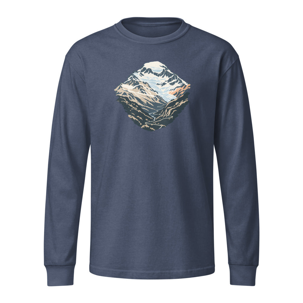 Monte Leone Simplon Heavyweight-Langarmshirt – Marineblau gewaschen