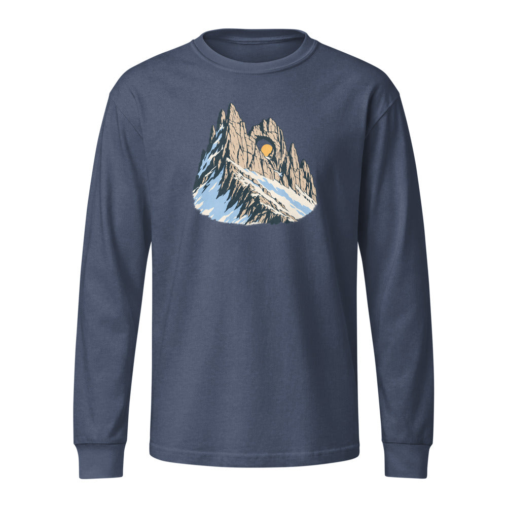 Tschingelhörner Martinsloch Heavyweight-Langarmshirt – Marineblau gewaschen