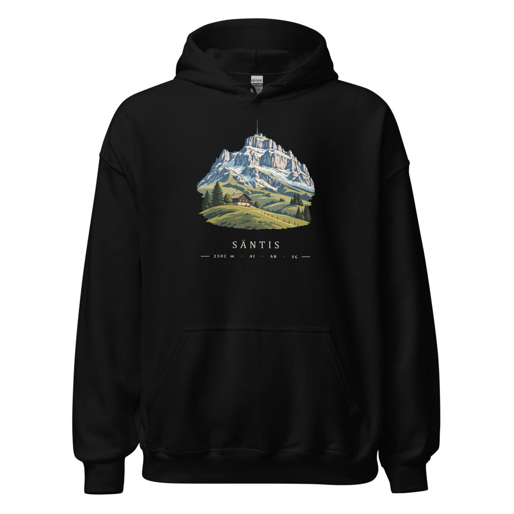 Säntis Appenzeller Hügel Hoodie – Schwarz