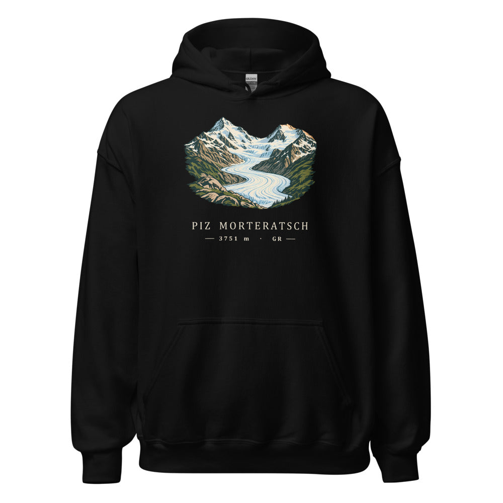 Piz Morteratsch Gletscherzunge Hoodie – Schwarz