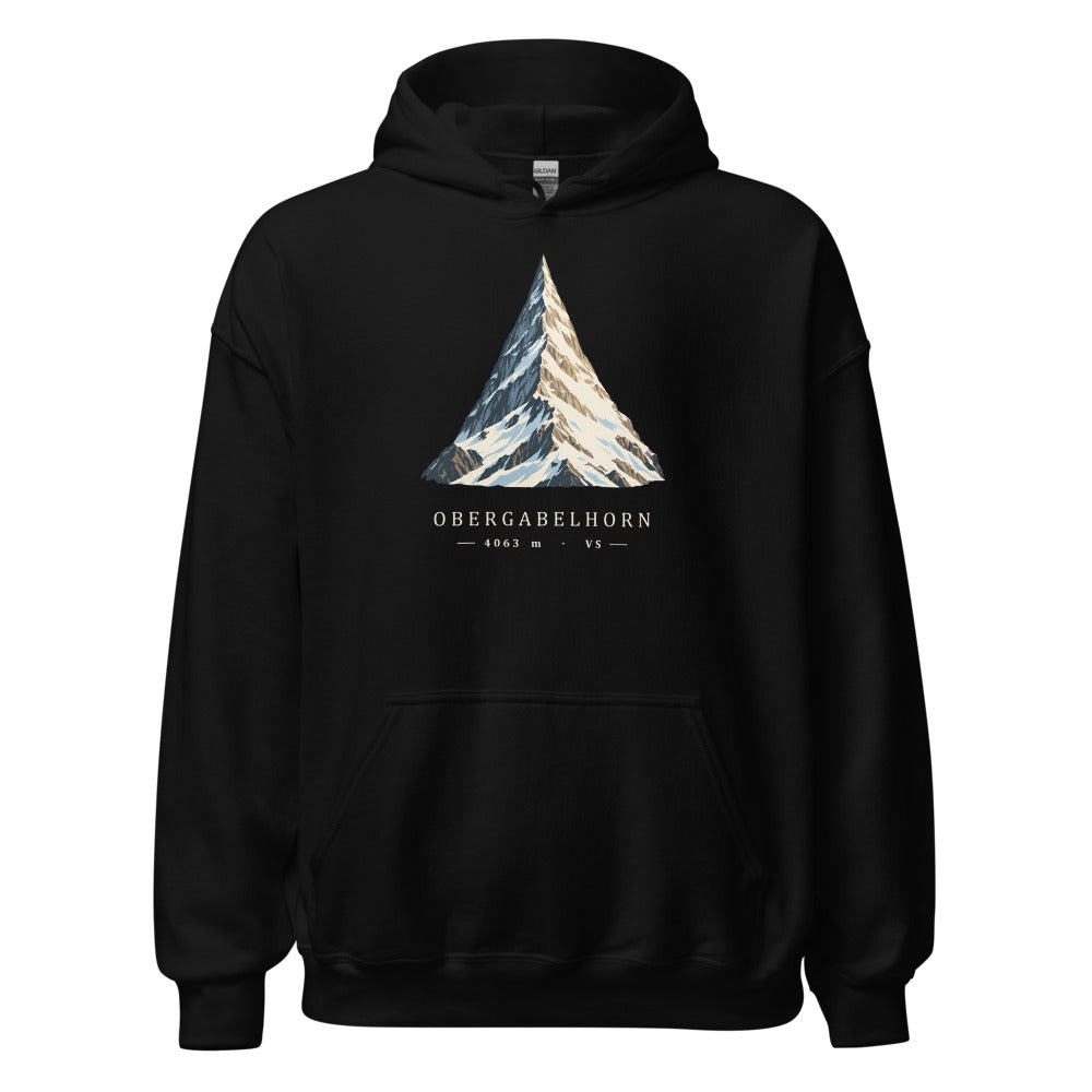 Obergabelhorn Pyramide Hoodie – Schwarz
