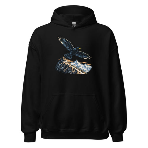 Bergdohle über dem Grat Hoodie – Schwarz