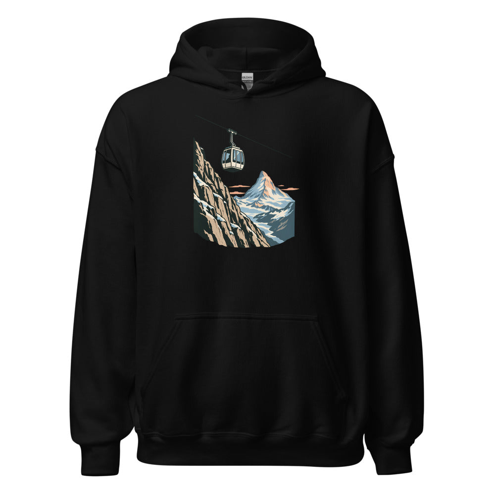 Gondel über dem Fels Hoodie – Schwarz