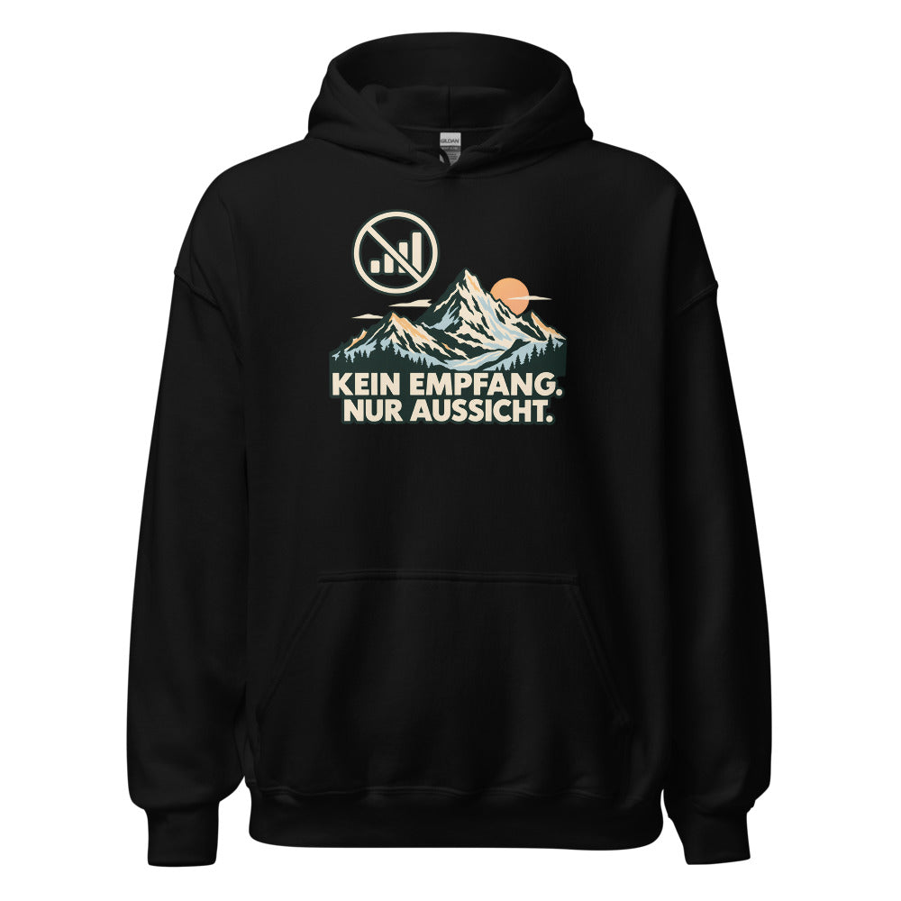 Kein Empfang, nur Aussicht Hoodie – Schwarz