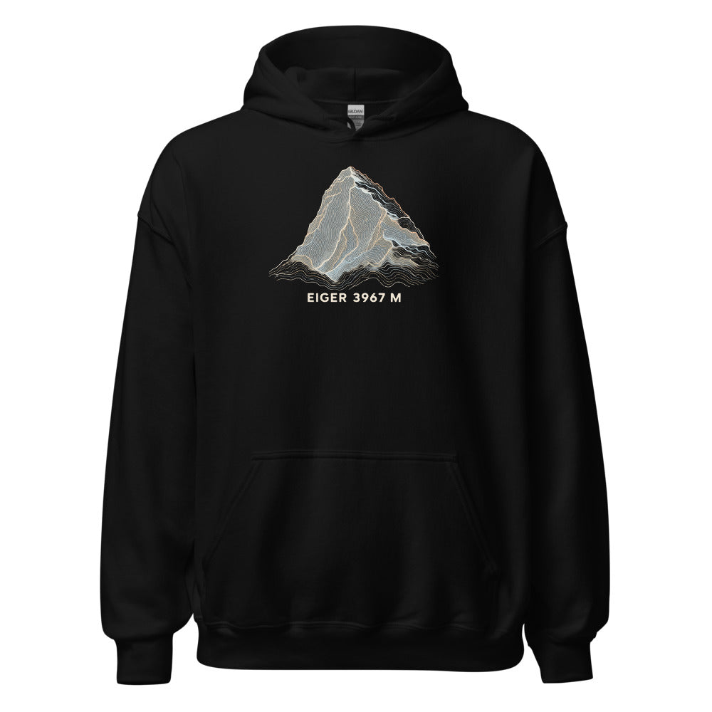 Eiger Nordwand Höhenlinien Hoodie – Schwarz
