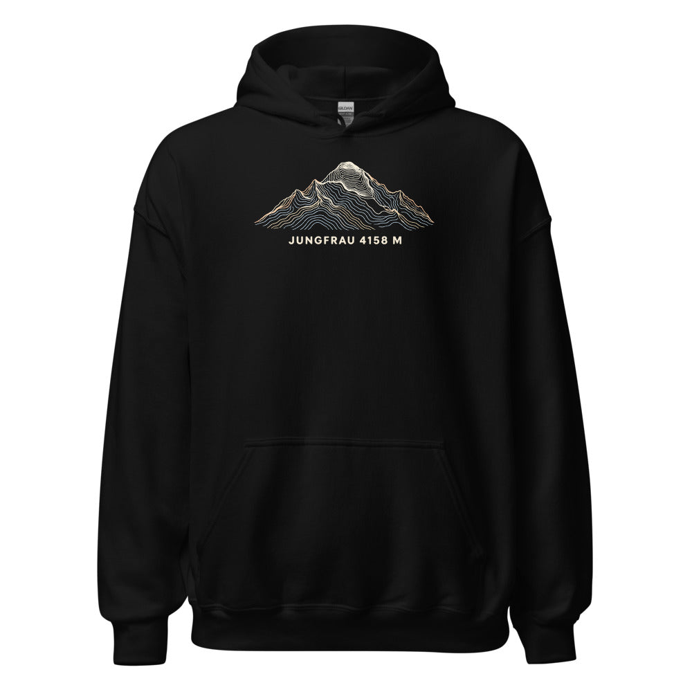 Jungfrau Höhenlinien Hoodie – Schwarz