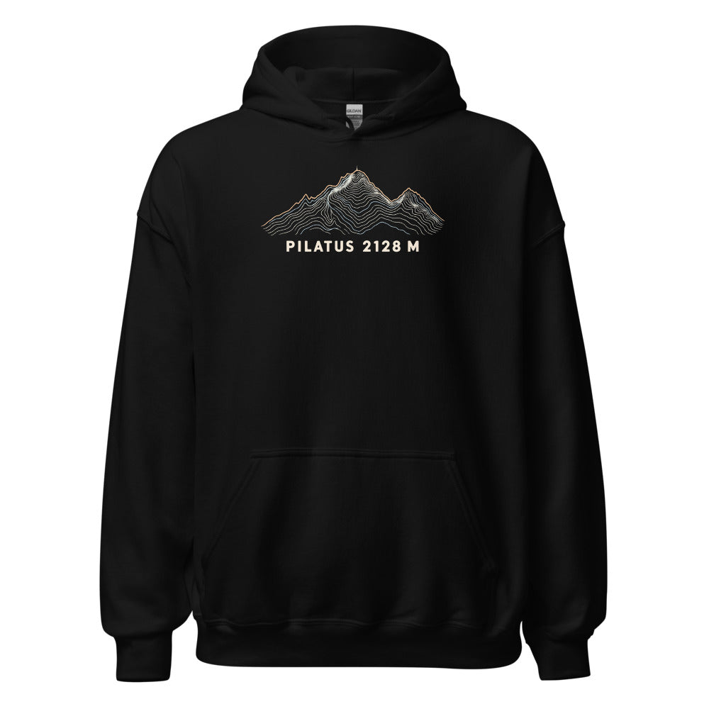 Pilatus Höhenlinien Hoodie – Schwarz