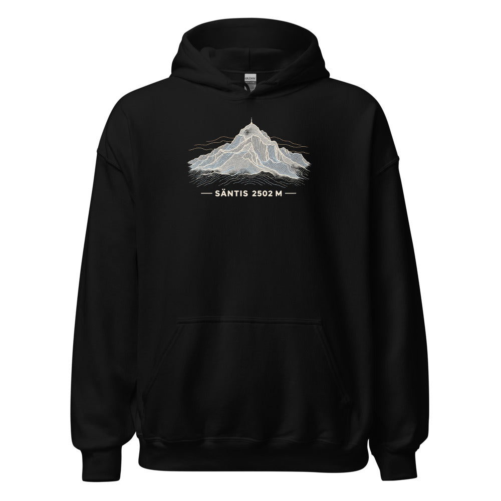 Säntis Höhenlinien Hoodie – Schwarz