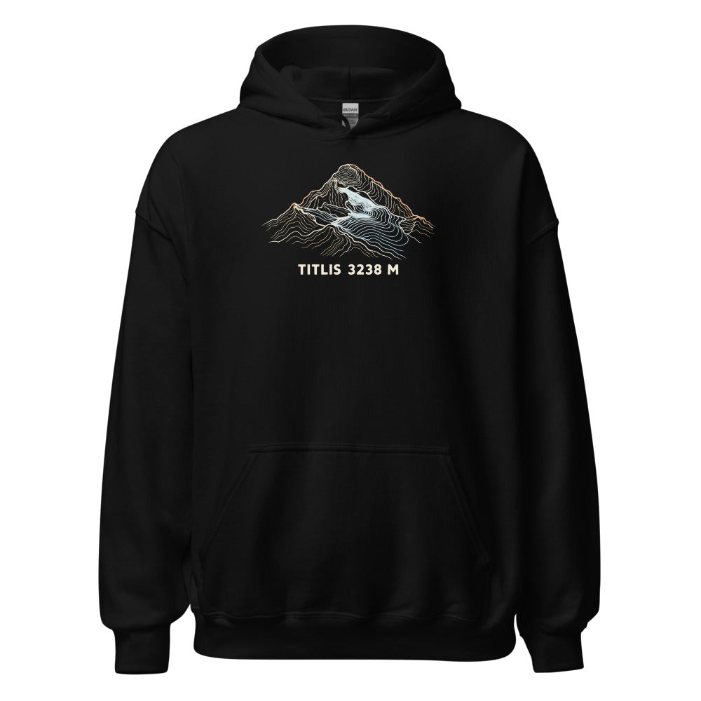 Titlis Höhenlinien Hoodie – Schwarz
