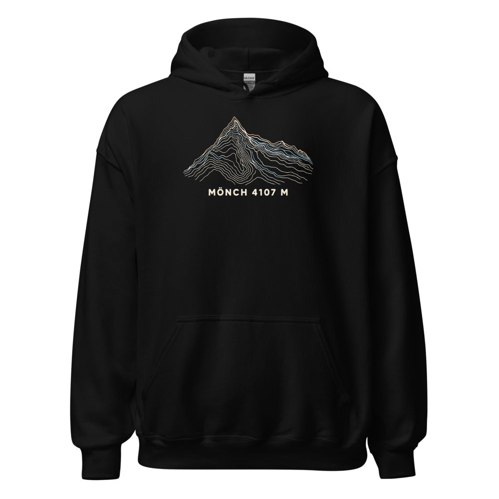 Mönch Höhenlinien Hoodie – Schwarz