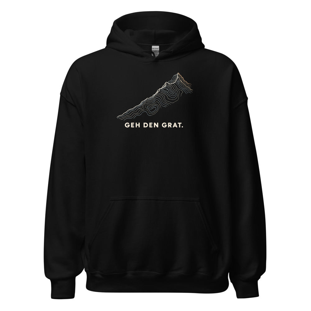 Geh den Grat Höhenlinien Hoodie – Schwarz