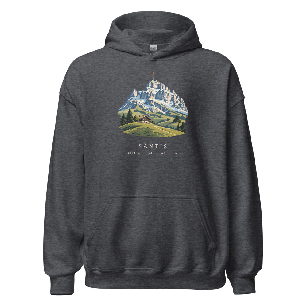 Säntis Appenzeller Hügel Hoodie – Dunkelgrau meliert