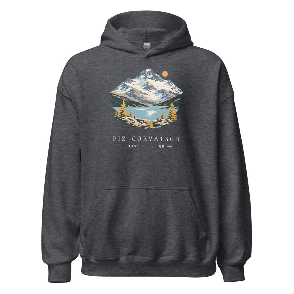 Piz Corvatsch Engadin Hoodie – Dunkelgrau meliert