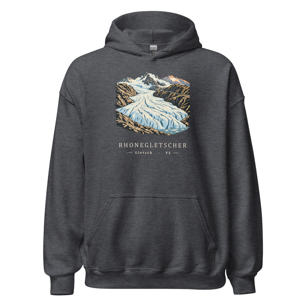 Rhonegletscher Furka Hoodie – Dunkelgrau meliert