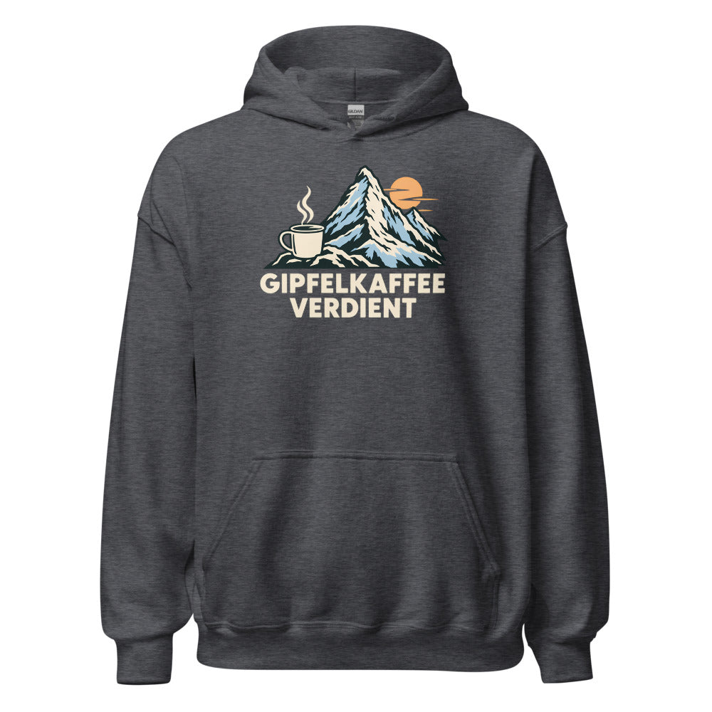 Gipfelkaffee verdient Hoodie – Dunkelgrau meliert