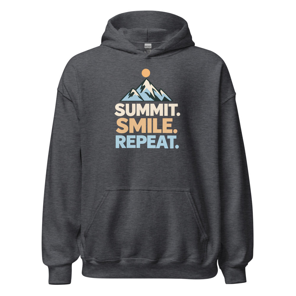 Summit. Smile. Repeat. Hoodie – Dunkelgrau meliert