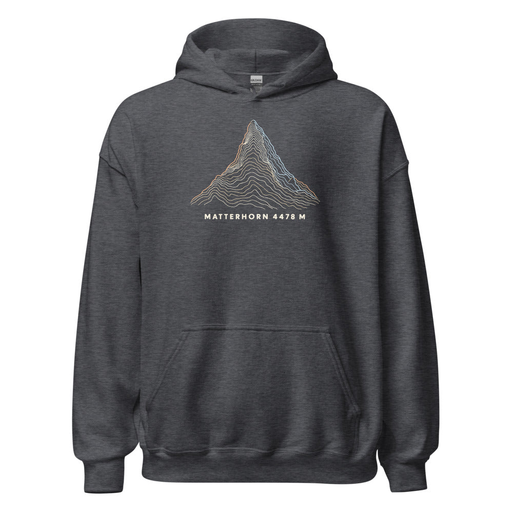 Matterhorn Höhenlinien Hoodie – Dunkelgrau meliert