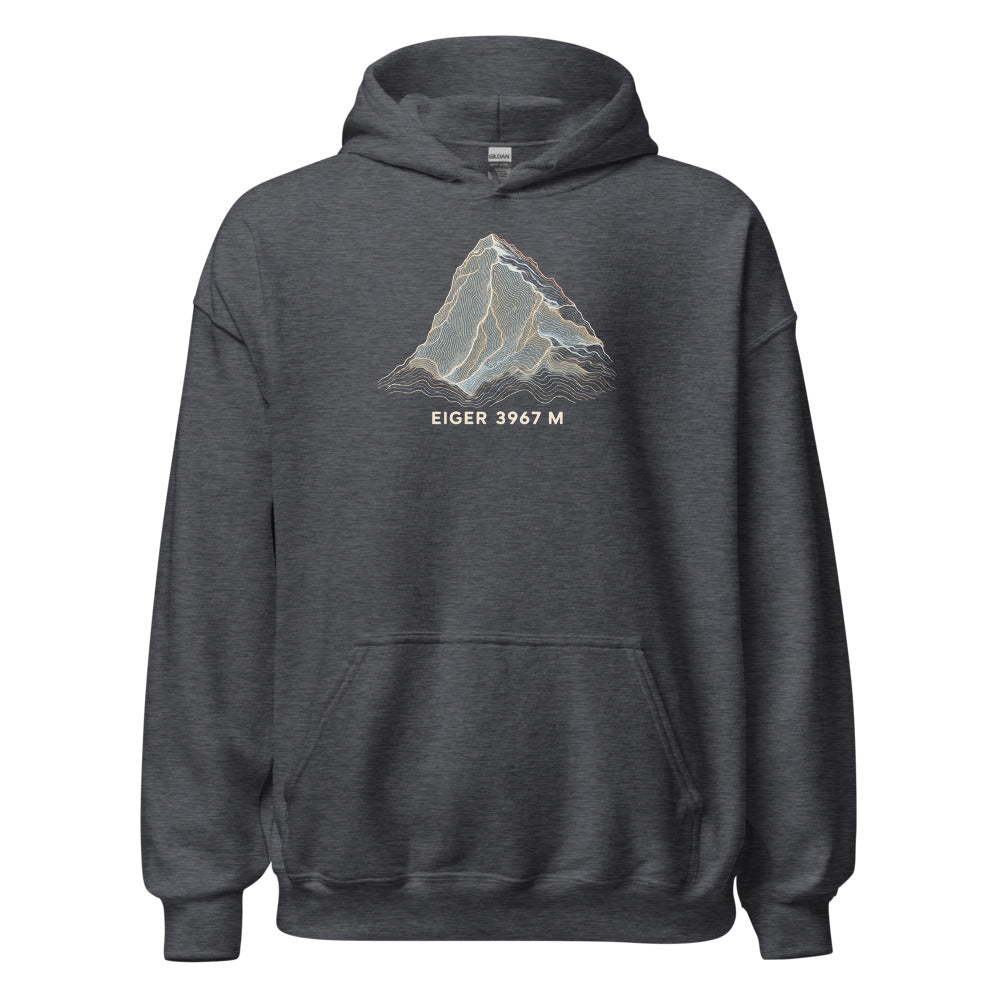 Eiger Nordwand Höhenlinien Hoodie – Dunkelgrau meliert
