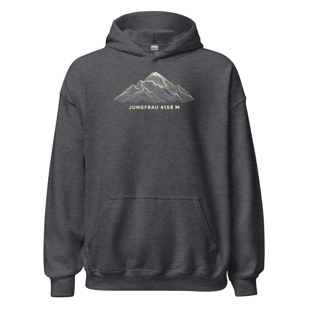 Jungfrau Höhenlinien Hoodie – Dunkelgrau meliert