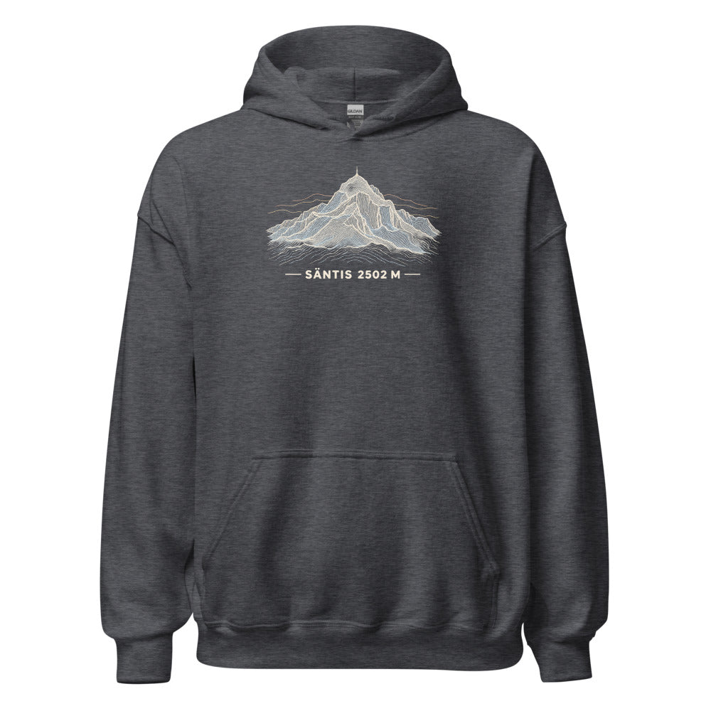 Säntis Höhenlinien Hoodie – Dunkelgrau meliert