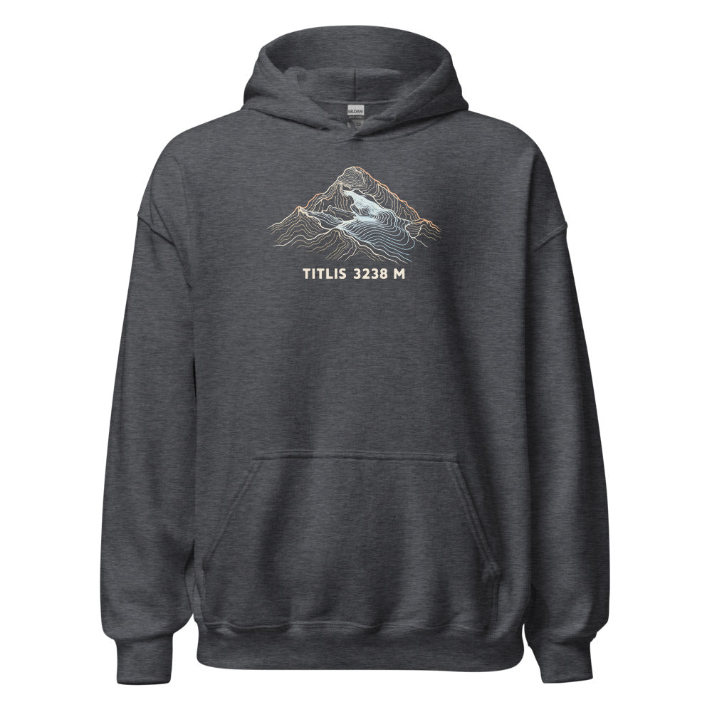 Titlis Höhenlinien Hoodie – Dunkelgrau meliert