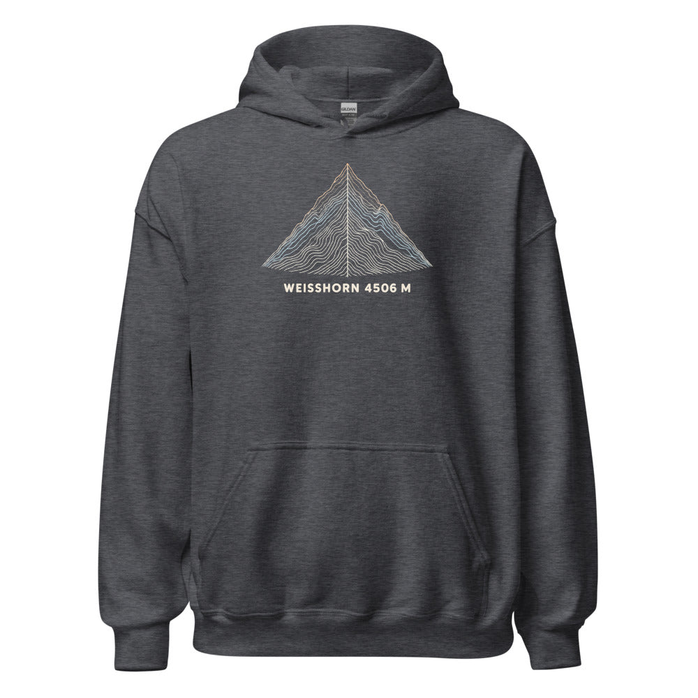 Weisshorn Höhenlinien Hoodie – Dunkelgrau meliert