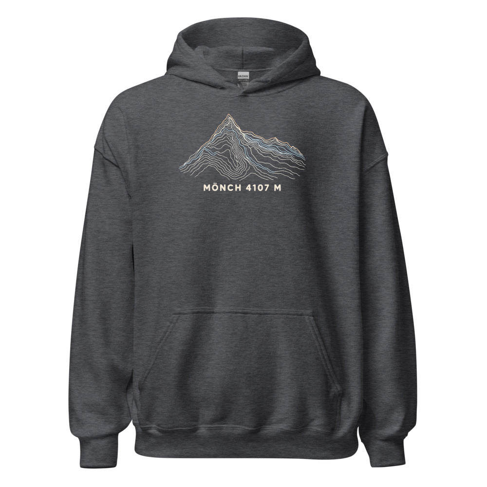Mönch Höhenlinien Hoodie – Dunkelgrau meliert