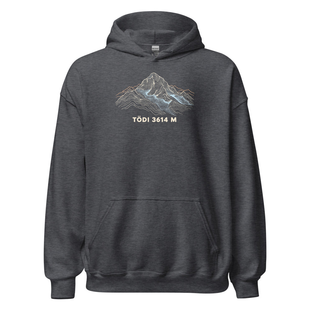 Tödi Höhenlinien Hoodie – Dunkelgrau meliert