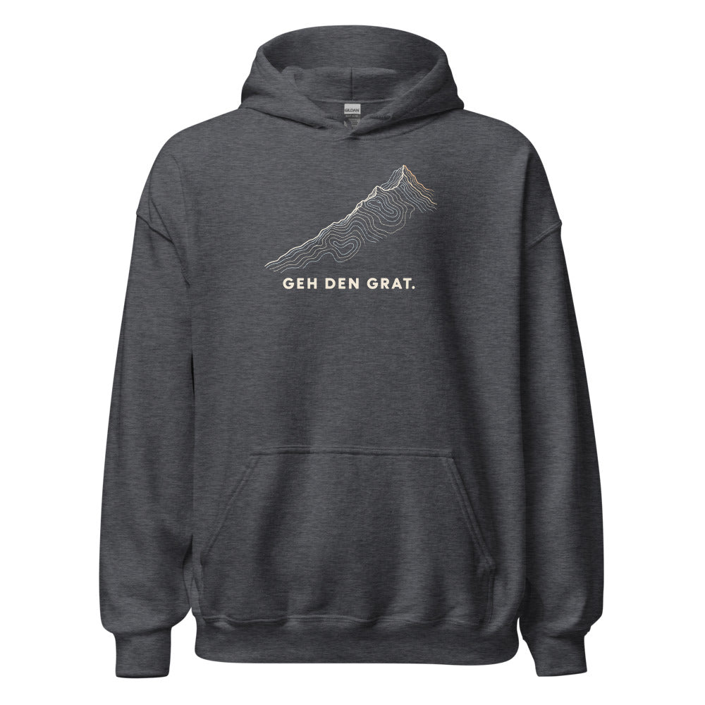 Geh den Grat Höhenlinien Hoodie – Dunkelgrau meliert