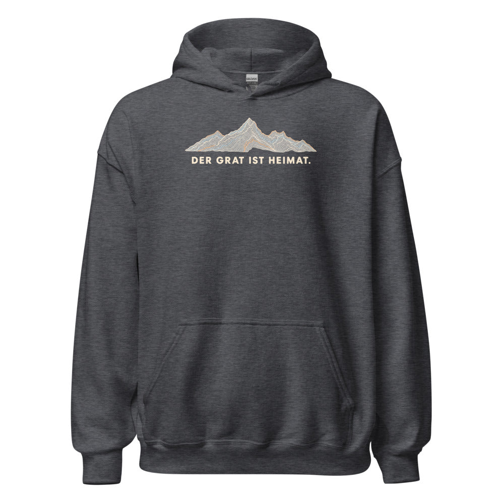 Der Grat ist Heimat Hoodie – Dunkelgrau meliert