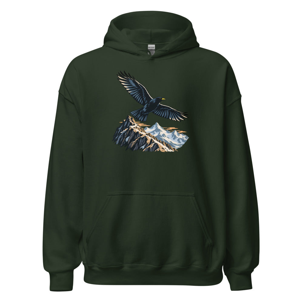Bergdohle über dem Grat Hoodie – Waldgrün