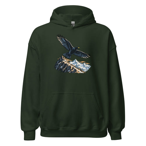 Bergdohle über dem Grat Hoodie – Waldgrün