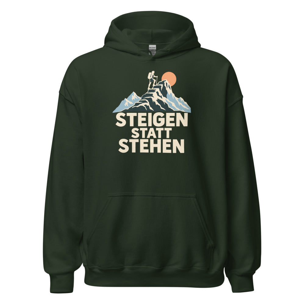 Steigen statt stehen Hoodie – Waldgrün