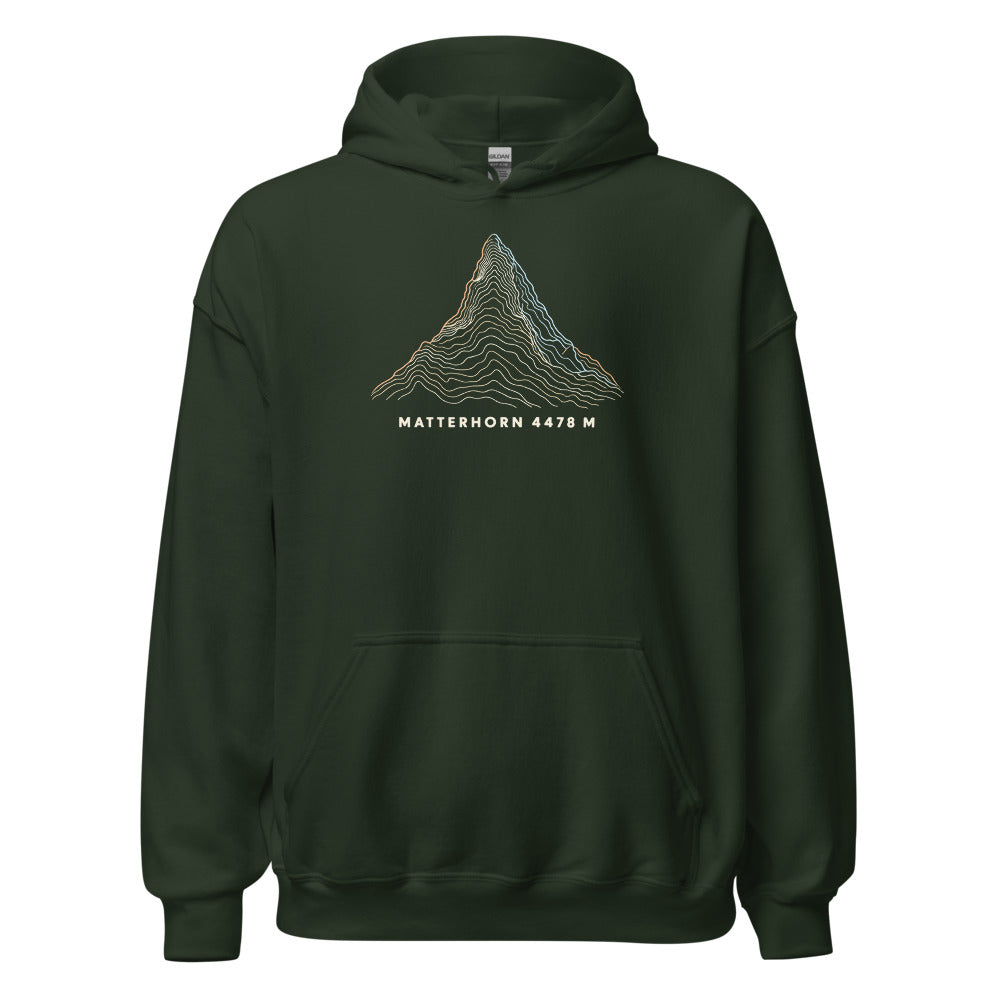 Matterhorn Höhenlinien Hoodie – Waldgrün