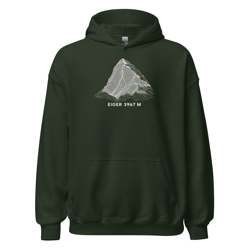 Eiger Nordwand Höhenlinien Hoodie – Waldgrün