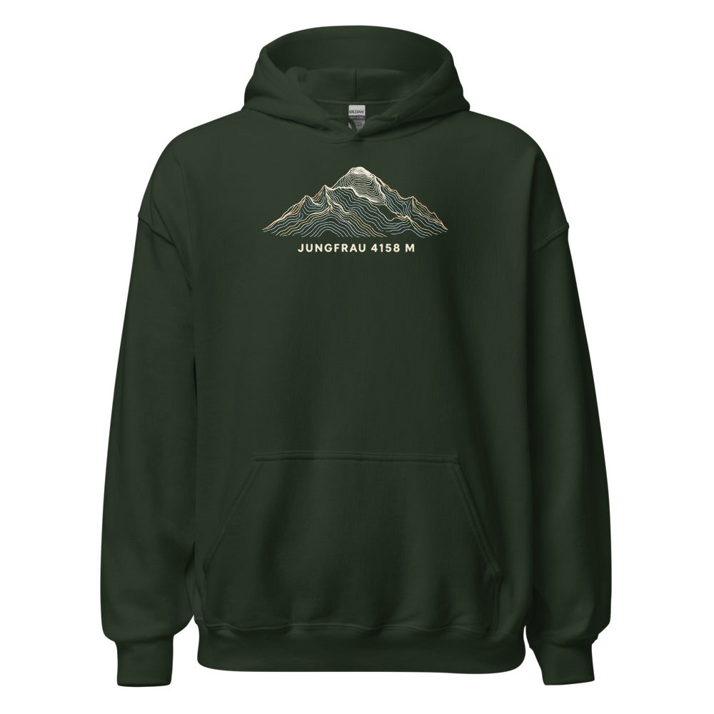 Jungfrau Höhenlinien Hoodie – Waldgrün