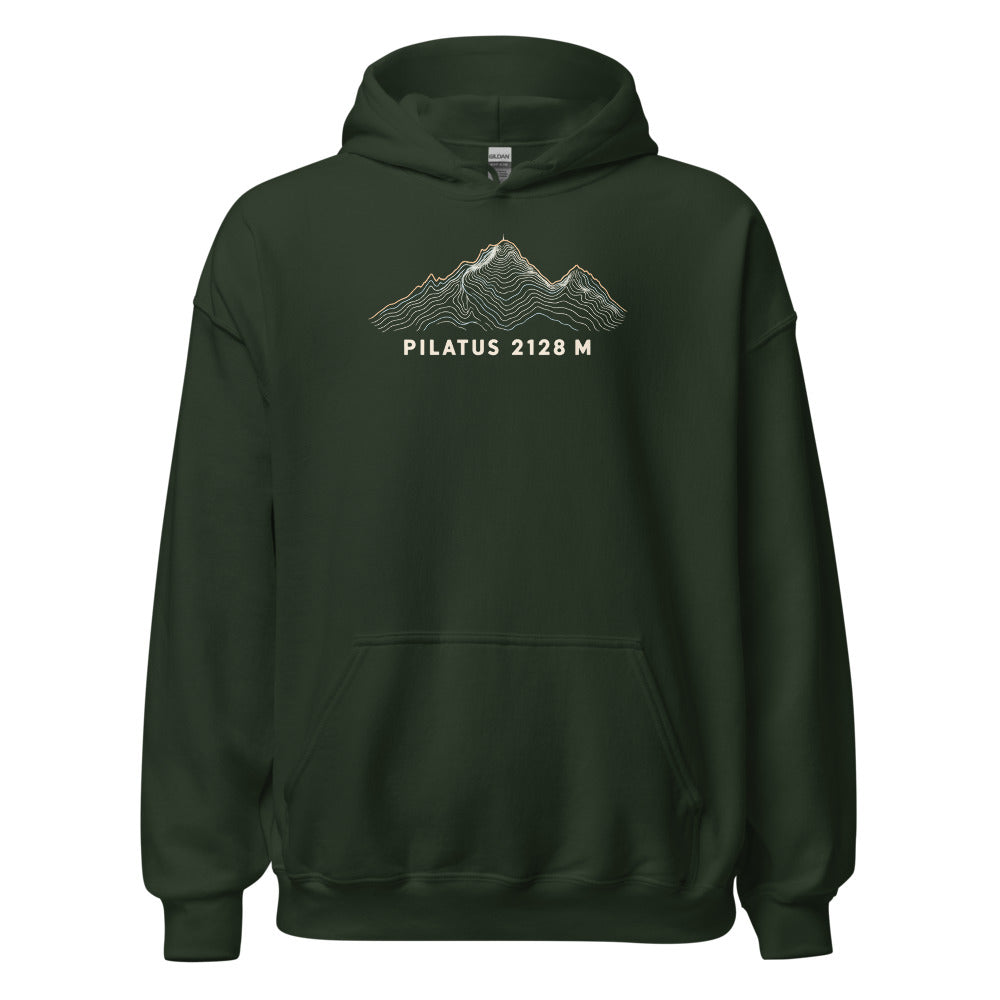 Pilatus Höhenlinien Hoodie – Waldgrün