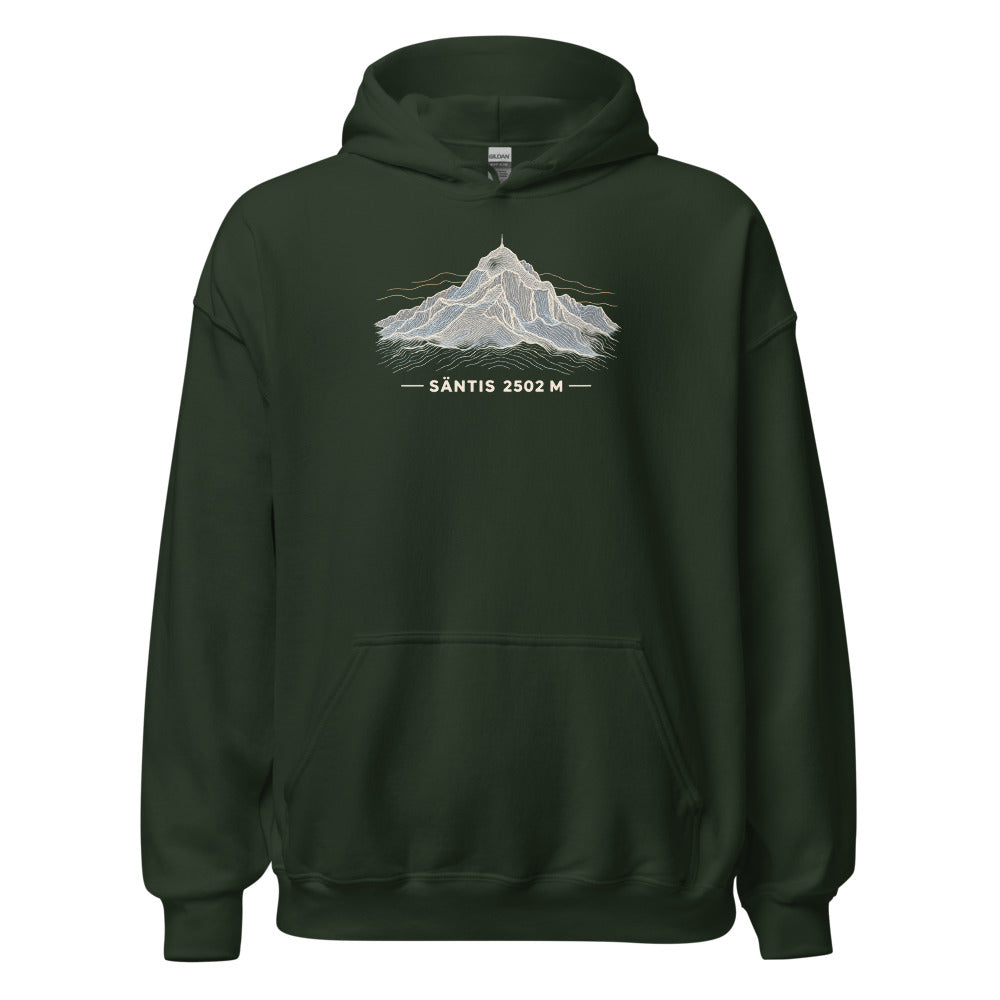 Säntis Höhenlinien Hoodie – Waldgrün