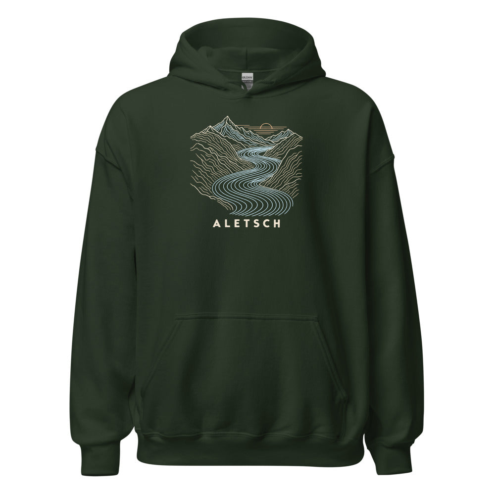 Aletschgletscher Höhenlinien Hoodie – Waldgrün