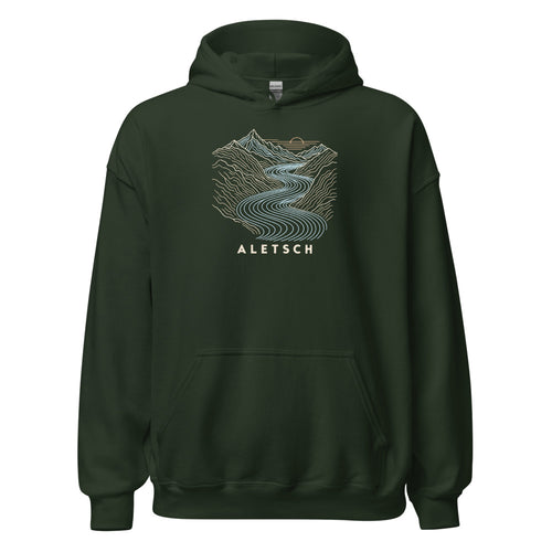Aletschgletscher Höhenlinien Hoodie – Waldgrün