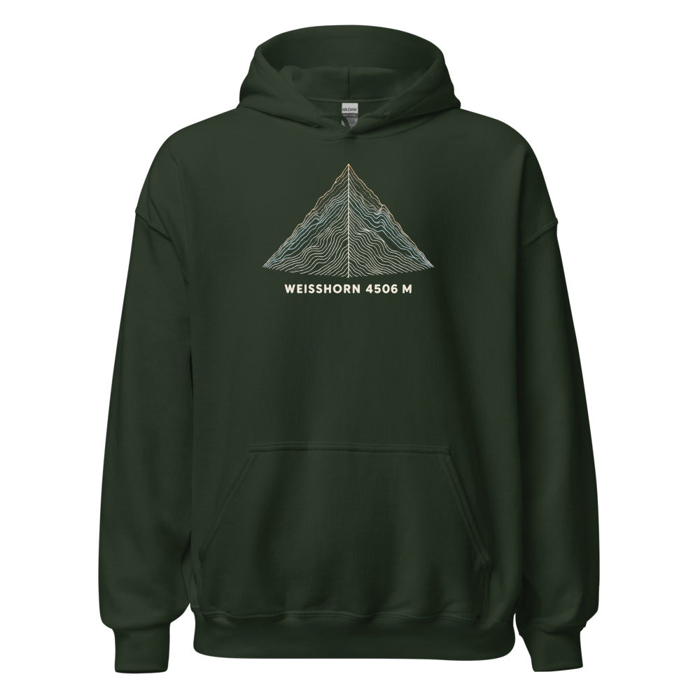 Weisshorn Höhenlinien Hoodie – Waldgrün