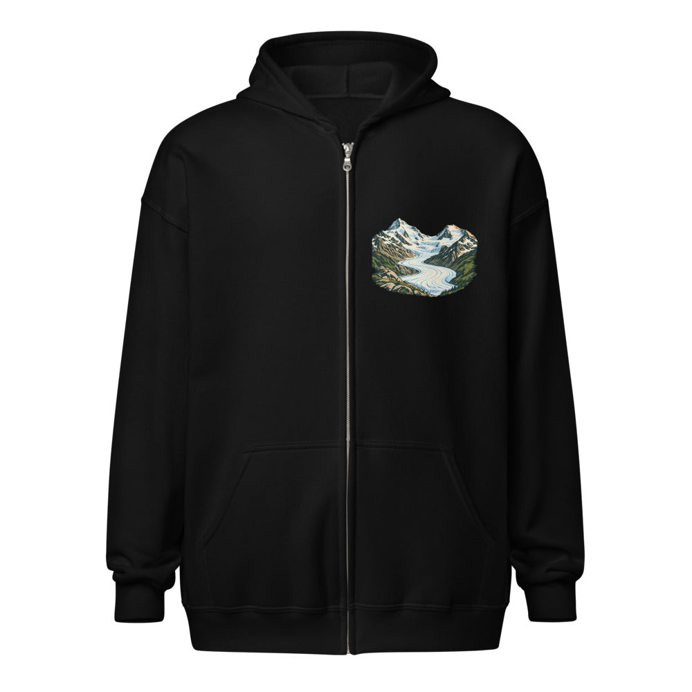 Piz Morteratsch Gletscherzunge Zip-Hoodie – Schwarz