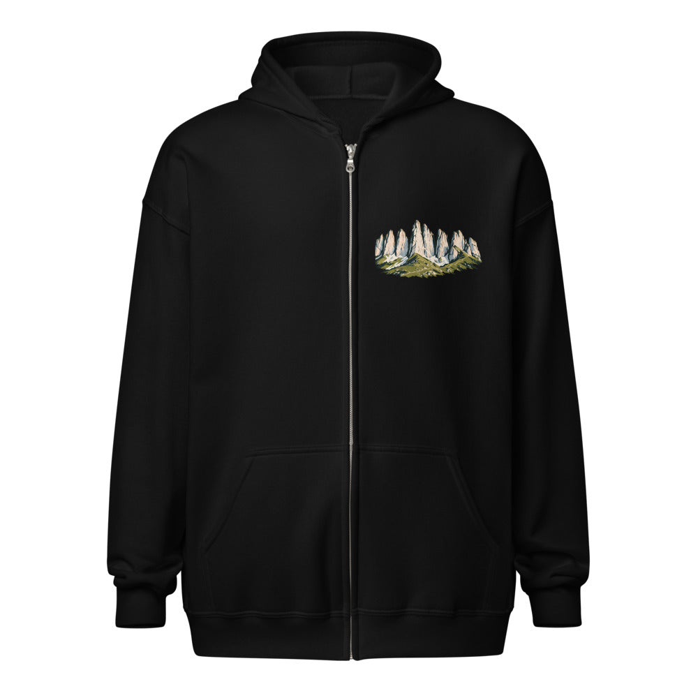 Kreuzberge Alpstein Zip-Hoodie – Schwarz