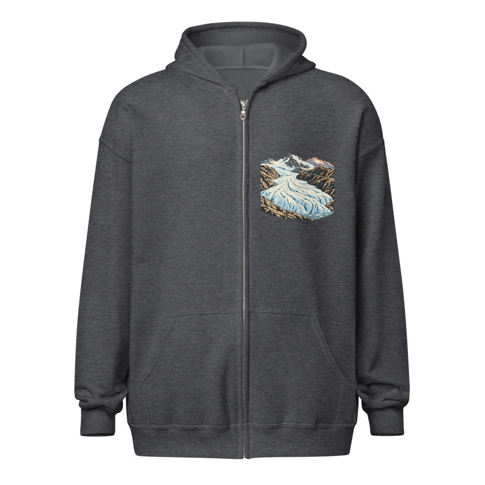 Rhonegletscher Furka Zip-Hoodie – Dunkelgrau meliert