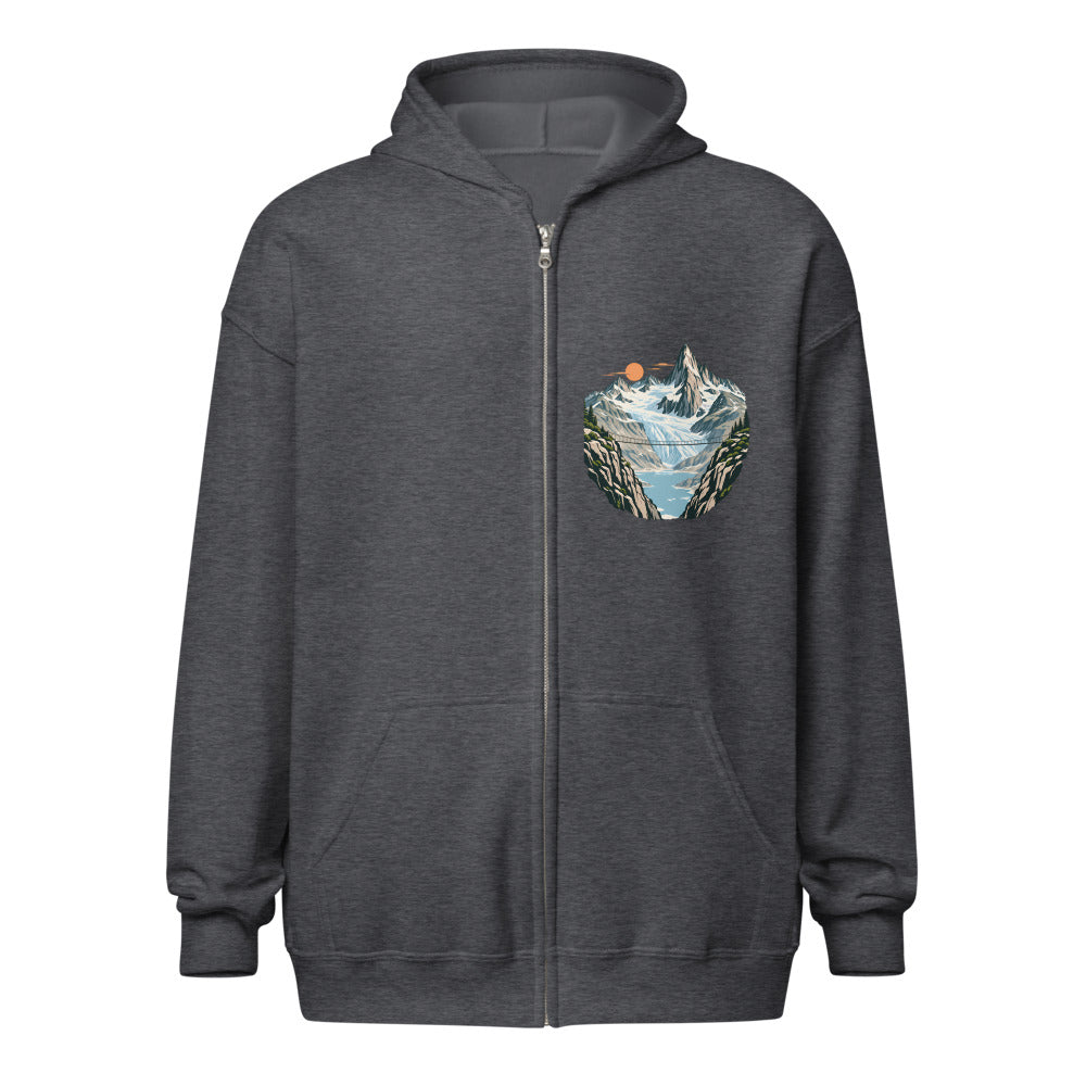 Trift Hängebrücke Zip-Hoodie – Dunkelgrau meliert