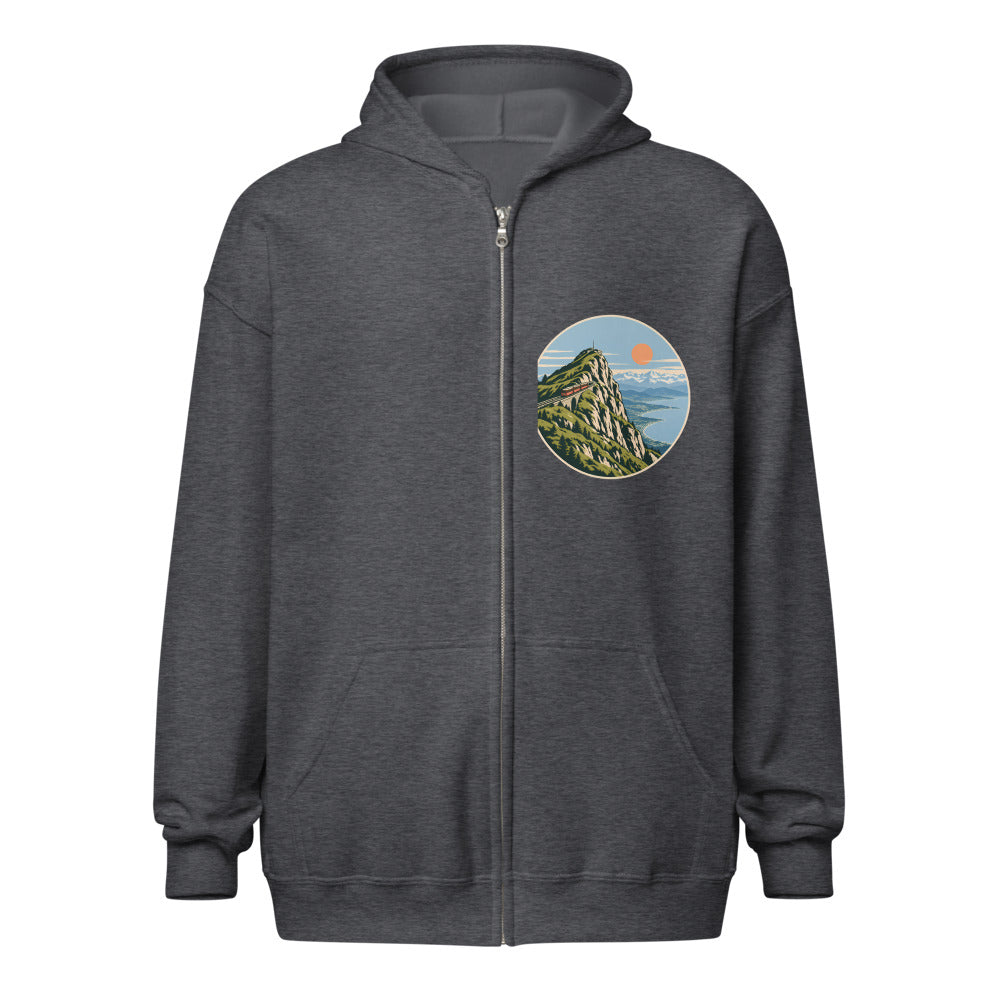 Rochers de Naye Genfersee Zip-Hoodie – Dunkelgrau meliert