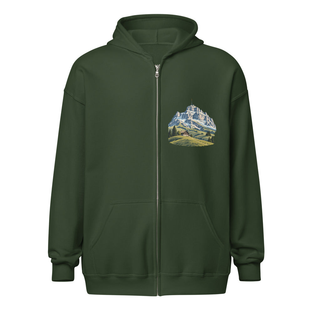 Säntis Appenzeller Hügel Zip-Hoodie – Waldgrün