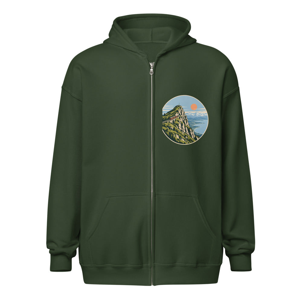 Rochers de Naye Genfersee Zip-Hoodie – Waldgrün